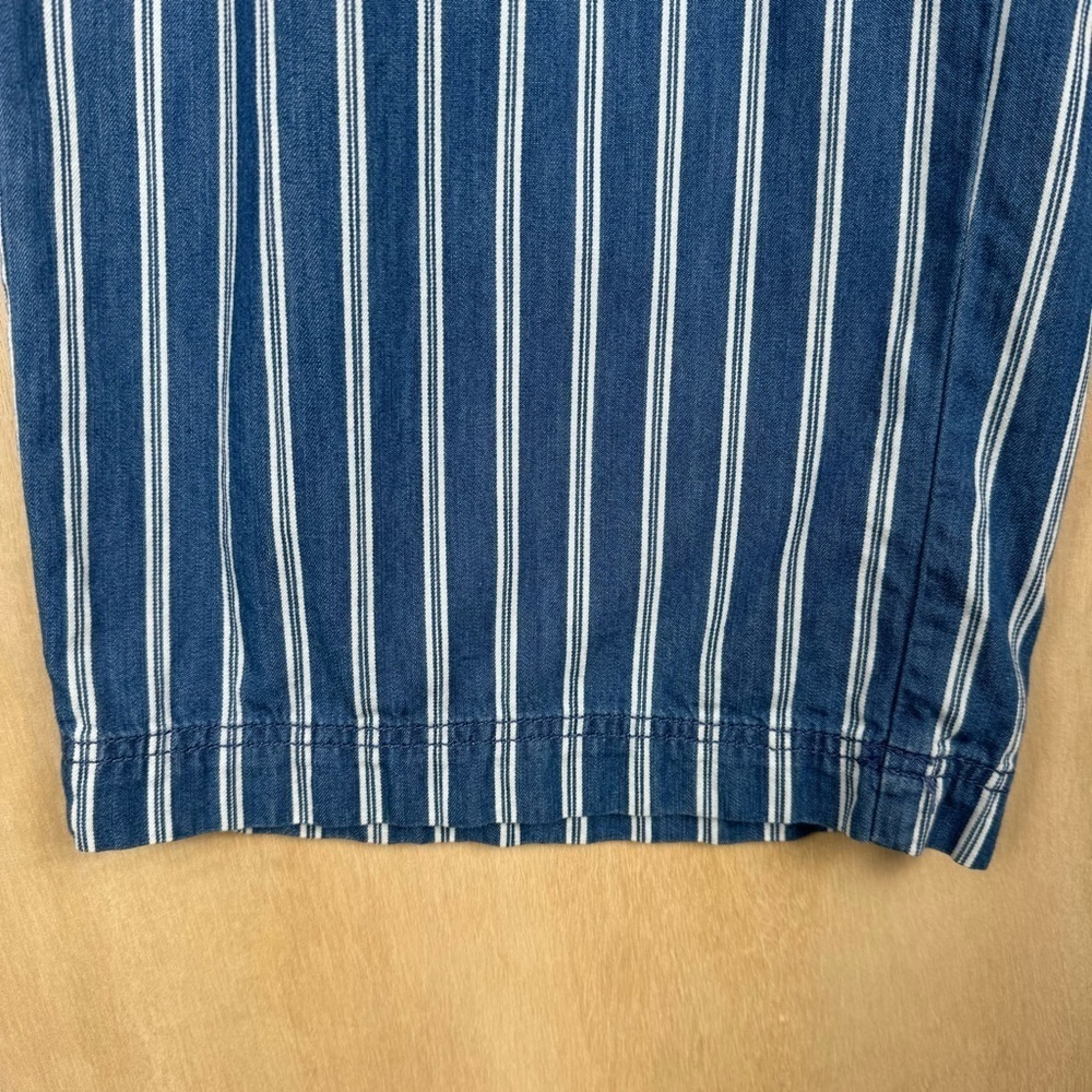 American Eagle Womens Pants Striped Wide Leg Size 12 Tie Waist Cotton Blue White - Picture 9 of 9
